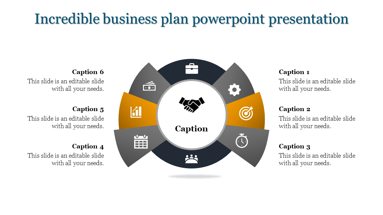 Customized Business Plan PowerPoint template and Google slides-Six Node